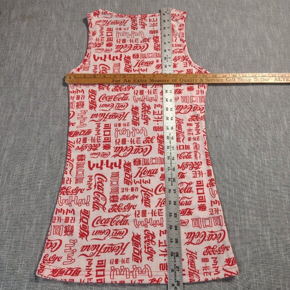 Coca Cola Shirt Recycled Bottle Tank Top All Over Print Multi Language Womens - Picture 4 of 7